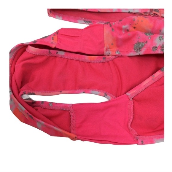 #025 Justice ruffle pink& silver sparkly bikini Swimsuit - Picture 10 of 12